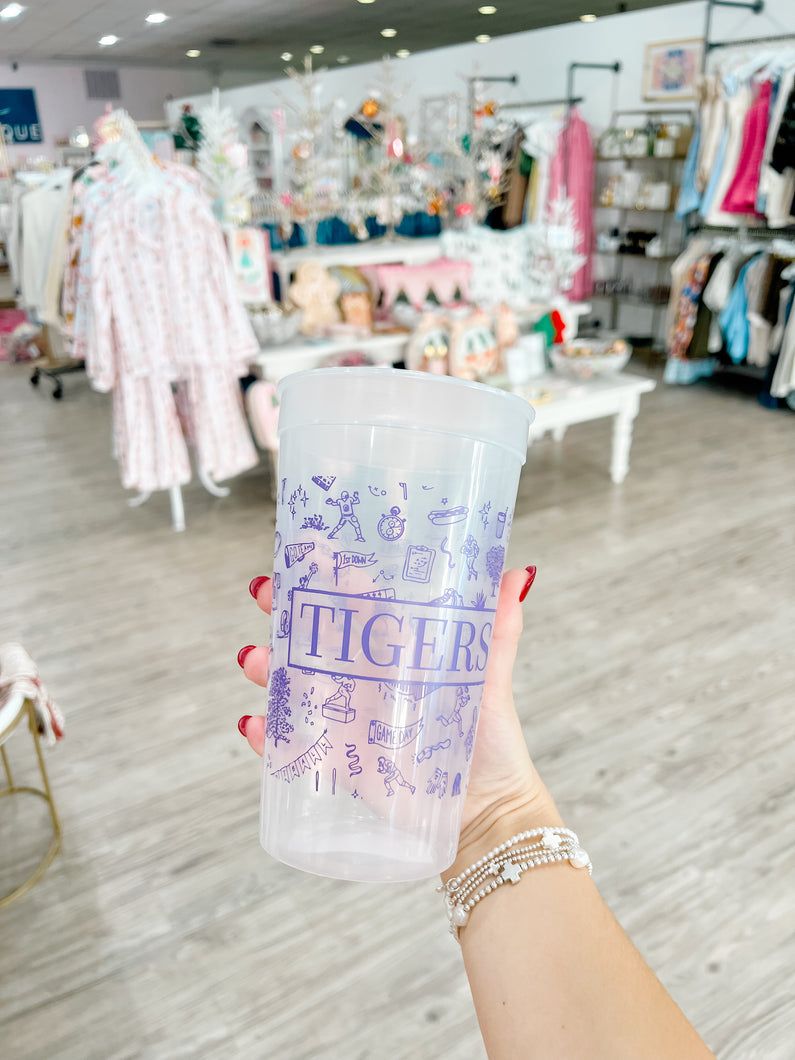 Purple TIGERS Toile Stadium Cup