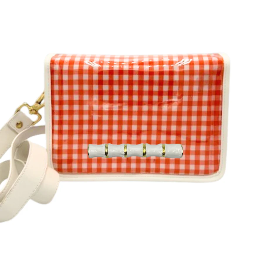 Orange Gingham Bamboo Stadium Bag