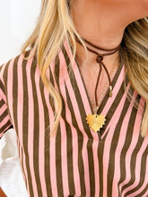 Load image into Gallery viewer, Karlie Stripe Denim Twill Collar Top