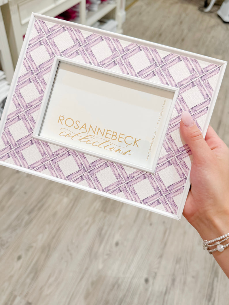 White Bamboo Trellis Lavender 4x6 Frame