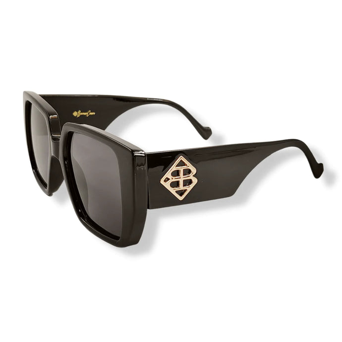 Brianna Cannon Classic Black Polarized Square Sunglasses