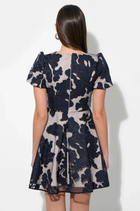Adelyn Rae Agnes Embroidered Puff Sleeve Mini Dress