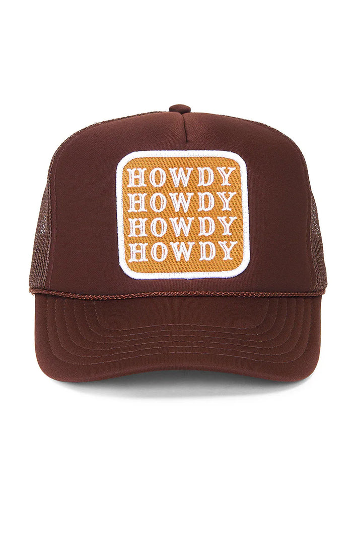 Friday Feelin' Howdy Trucker Hat in Brown