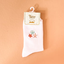 Load image into Gallery viewer, Embroidered Crew Socks - Seashells
