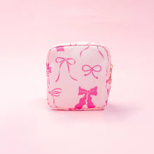 Load image into Gallery viewer, Pink Bows Nylon Cosmetic Zipper Bag