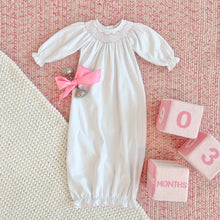 Load image into Gallery viewer, TBBC Sweetly Smocked Greeting Gown | Worth Ave White/Palm Beach Pink