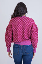 Load image into Gallery viewer, Karlie Magenta Plaid Sweater Cardigan