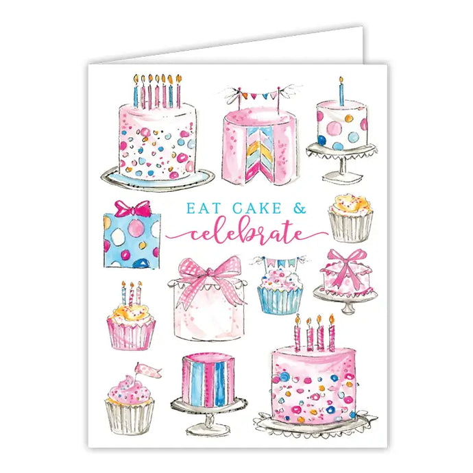 Eat Cake & Celebrate Handpainted Cake Assortment Greeting Card