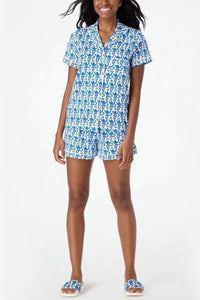 Monkey Pajamas Short Set | Blue