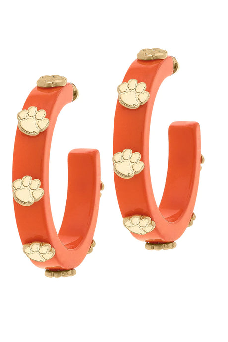 Clemson Tigers Resin Logo Hoop Earrings | Orange