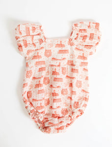 Clemson Team Toile Puff Sleeve Onesie