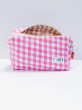 Load image into Gallery viewer, Sorority Gingham Quilted Makeup Bag