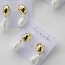 Load image into Gallery viewer, Vintage Chunky Gold and Pearl Statement Drop Earrings