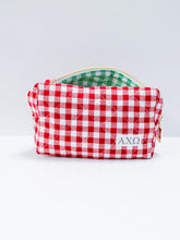 Load image into Gallery viewer, Sorority Gingham Quilted Makeup Bag