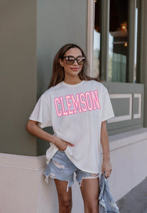 Pink Clemson Oversized Crewneck Tee