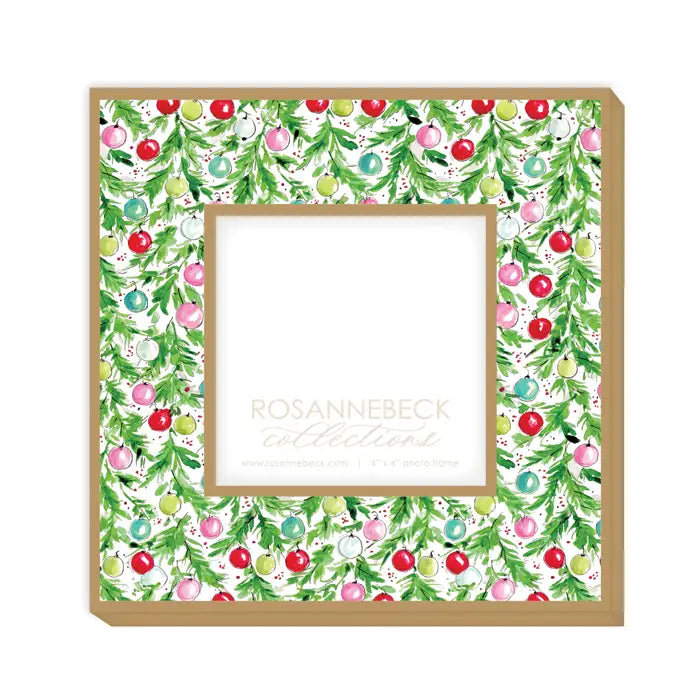 Handpainted Green Holly And Colorful Frame