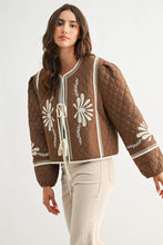 Load image into Gallery viewer, Quilted Bloom Tie-Front Jacket | Mocha/Cream