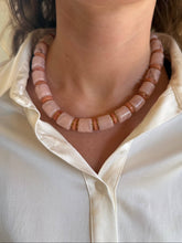 Load image into Gallery viewer, Pink &amp; Teracotta Chunky Resin Necklace