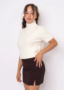 Sharee Short Sleeve Mock Neck Pull-Over | Winter White