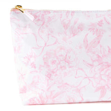 Load image into Gallery viewer, Pink Bow Toile Clear Coated Travel Cosmetic