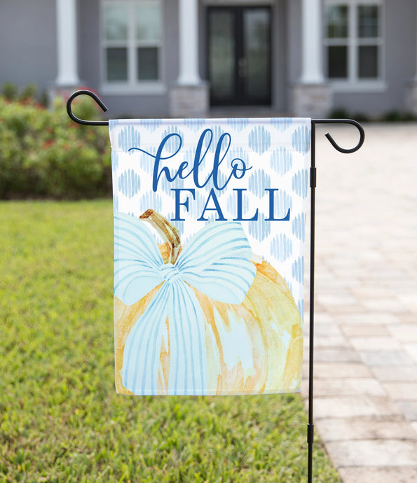 Fall Garden Flag - Pumpkin with Blue Ribbon