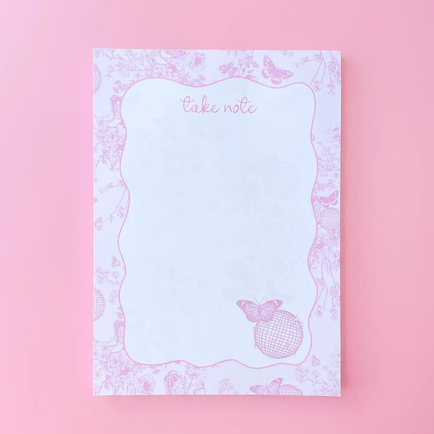 Pink Disco Cowgirl Toile Notepad