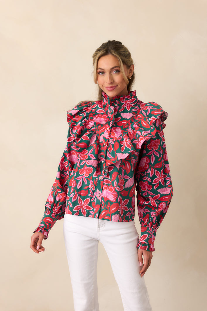 Prosperina Sterling Ruffle Top | Spruce It Up