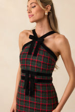 Load image into Gallery viewer, Prosperina Faye Halter Dress | Check The Halls Print