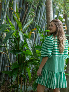 Emily McCarthy Sadie Dress | Mist Green Stripe