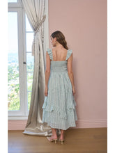 Load image into Gallery viewer, Moon River Smocked Ruffle Strap Midi Dress | Off White Blue