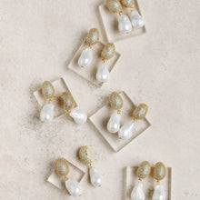 Load image into Gallery viewer, Sparkling Vintage Chunky Gold and Pearl Drop Earrings
