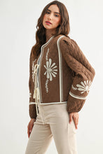 Load image into Gallery viewer, Quilted Bloom Tie-Front Jacket | Mocha/Cream