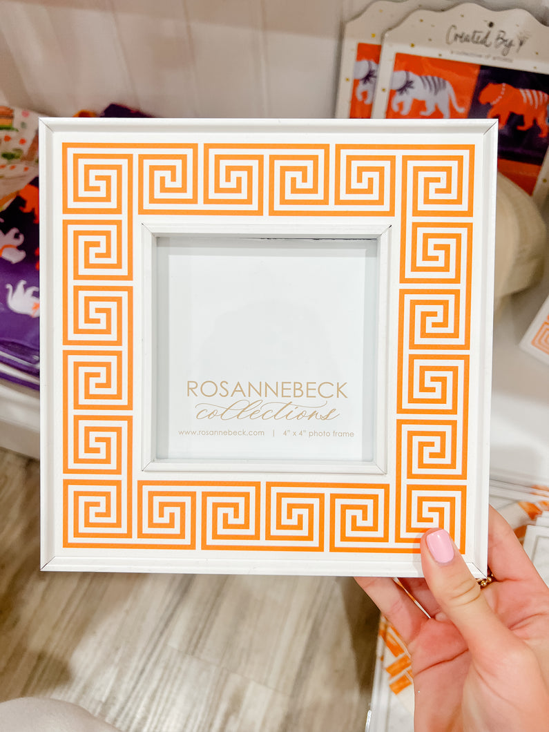 Orange Greek Key 4x4 Frame