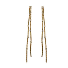 Load image into Gallery viewer, Diamond Dotted Gold Duster Statement Earrings