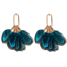 Load image into Gallery viewer, Peacock Feather Statement Tassel Earrings