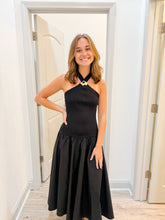 Load image into Gallery viewer, Lucy Paris Arella Mixed Media Halter Dress | Black