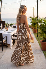 Load image into Gallery viewer, Zebra Halter Maxi Dress | Mocha