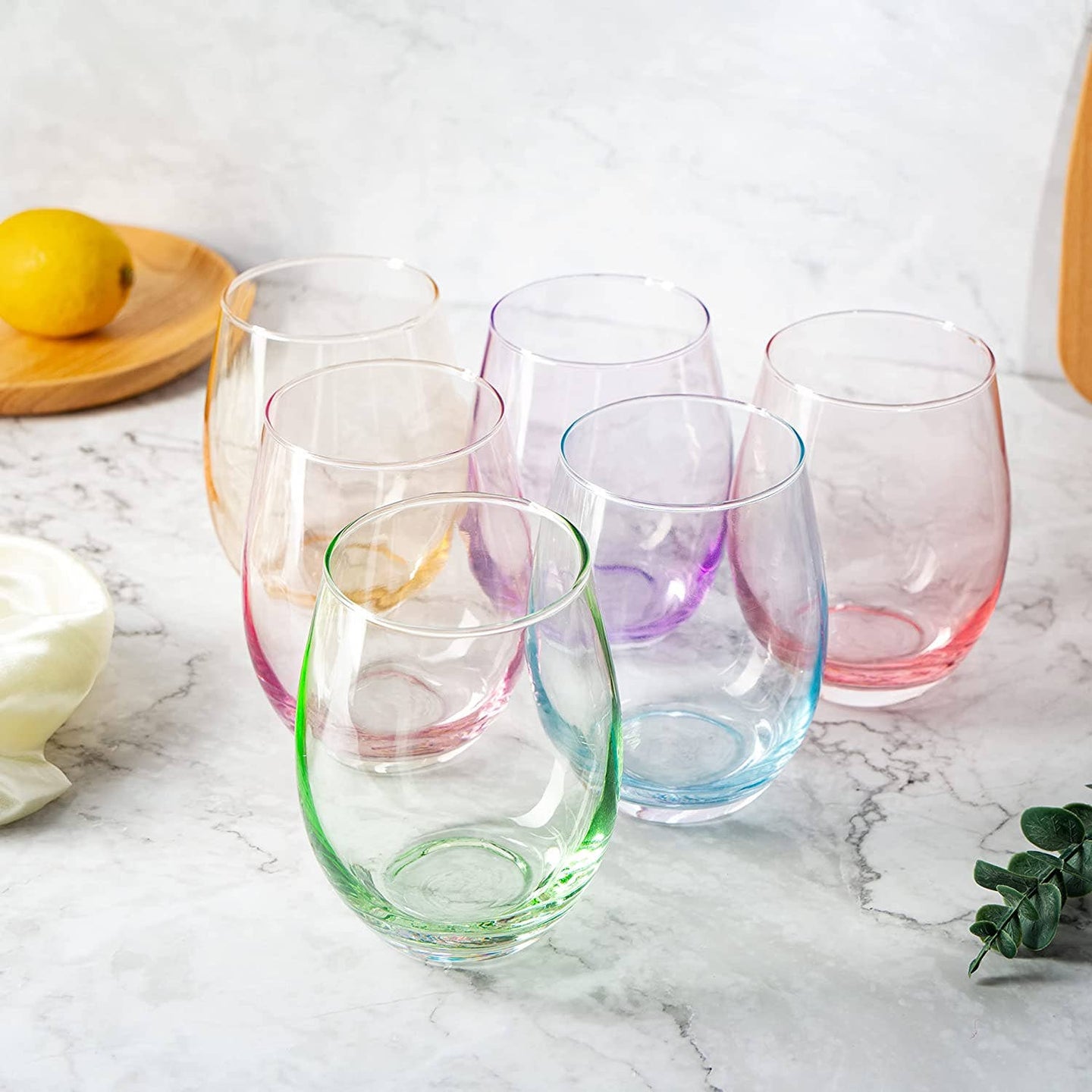 Stemless Colored Wine Glasses