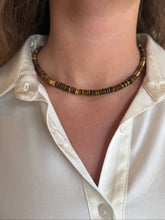 Load image into Gallery viewer, Small Espresso Gemstone Necklace with Gold Accents