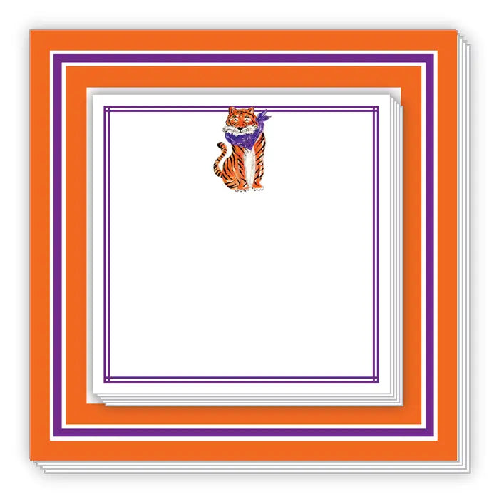 Handpainted Tiger with Orange & Purple Notepad Duo