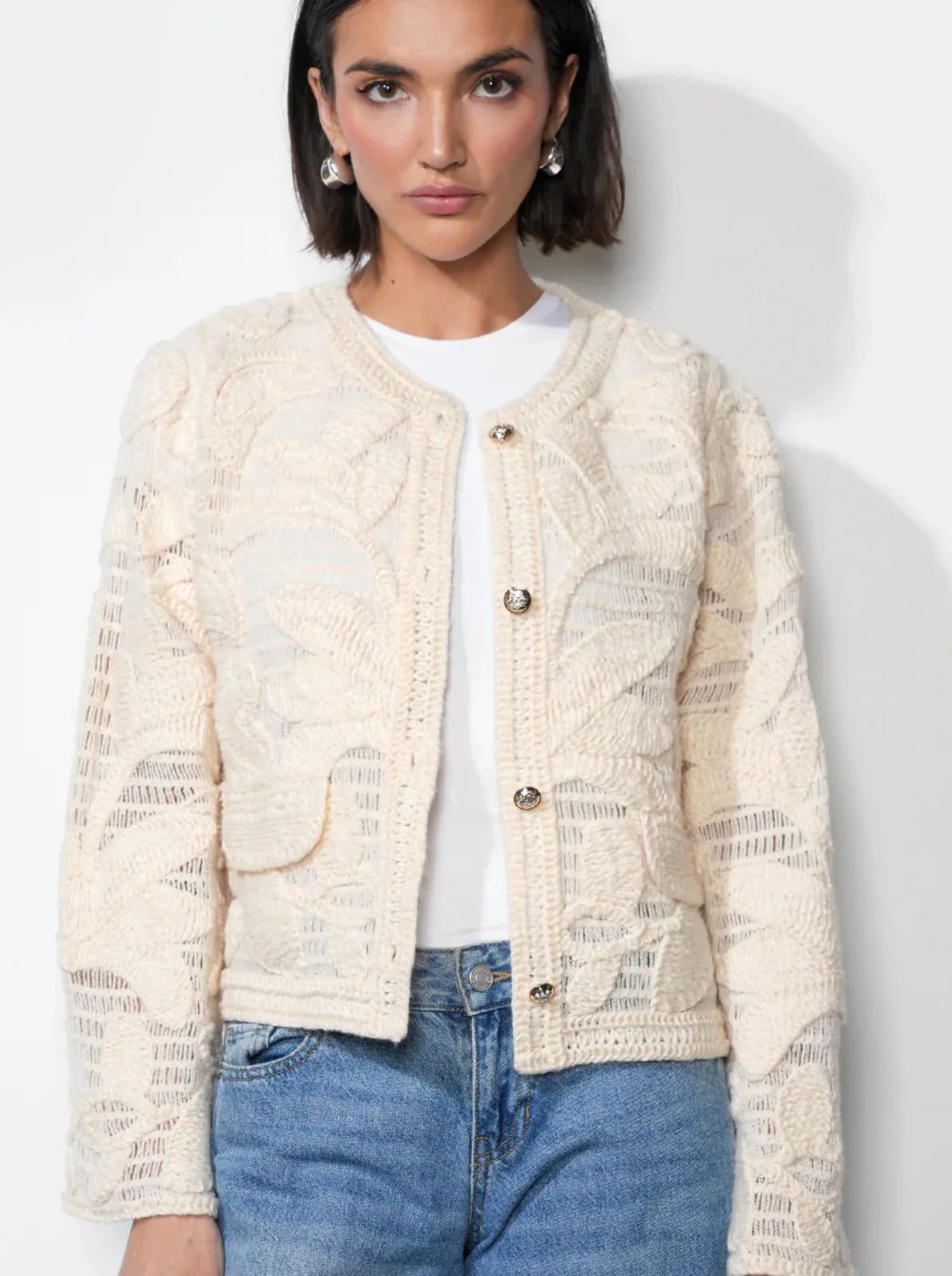 Greylin Sutton Open Crochet Cardigan | Cream – The Fizz Boutique