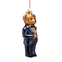 Load image into Gallery viewer, Glass Bear Blue Ornament