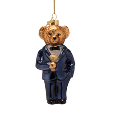 Load image into Gallery viewer, Glass Bear Blue Ornament
