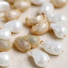 Load image into Gallery viewer, Sparkling Vintage Chunky Gold and Pearl Drop Earrings