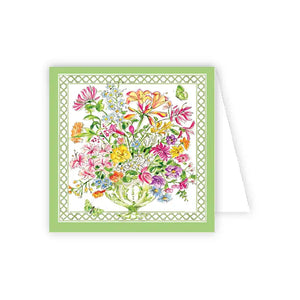 Handpainted Green Floral Arrangement Enclosure Card