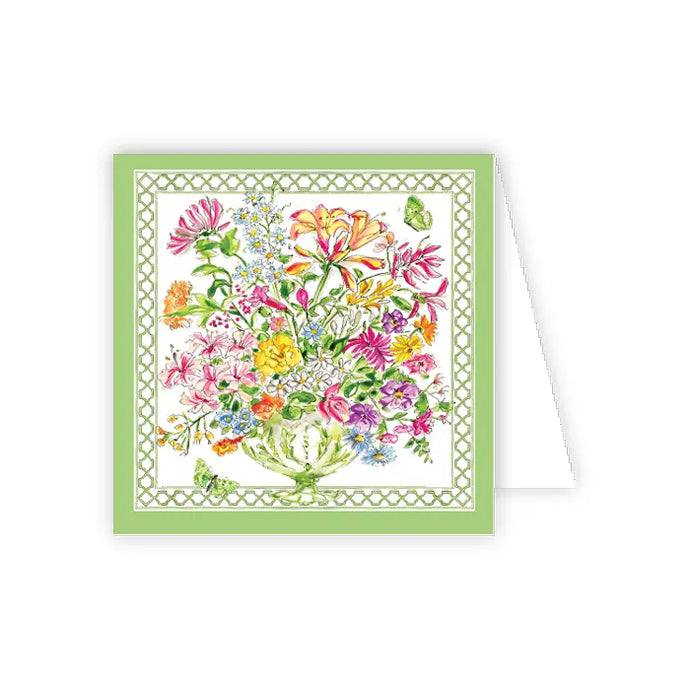 Handpainted Green Floral Arrangement Enclosure Card