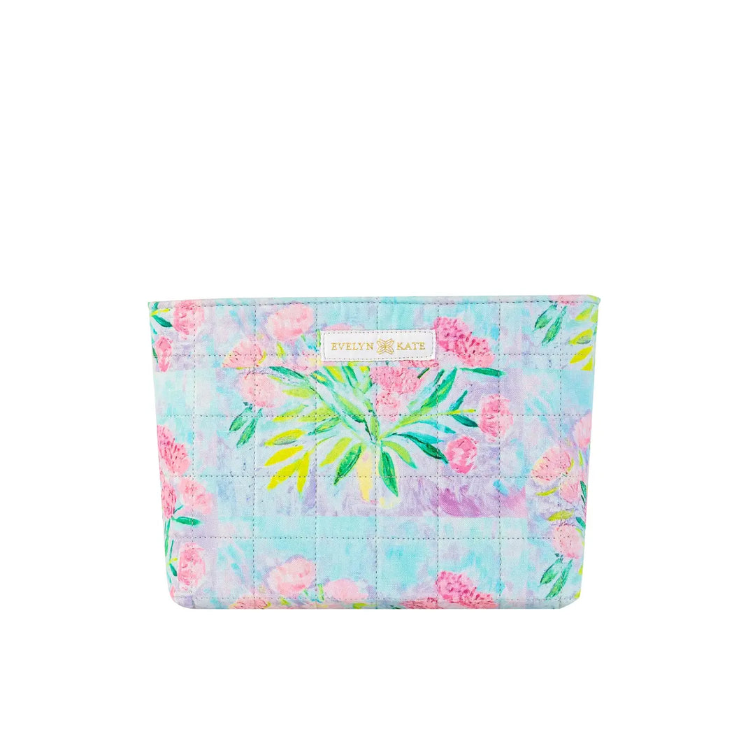 Pink Peony Quilted Zipper Pouch