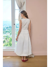 Load image into Gallery viewer, Moon River Sleeveless Smocked Shirred Waist Midi Dress | White