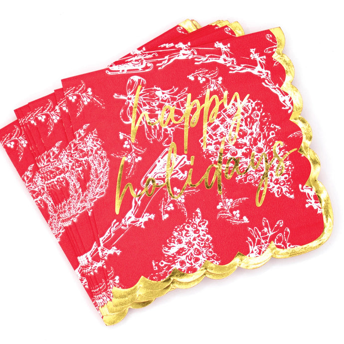 Red Toile Cocktail Napkins