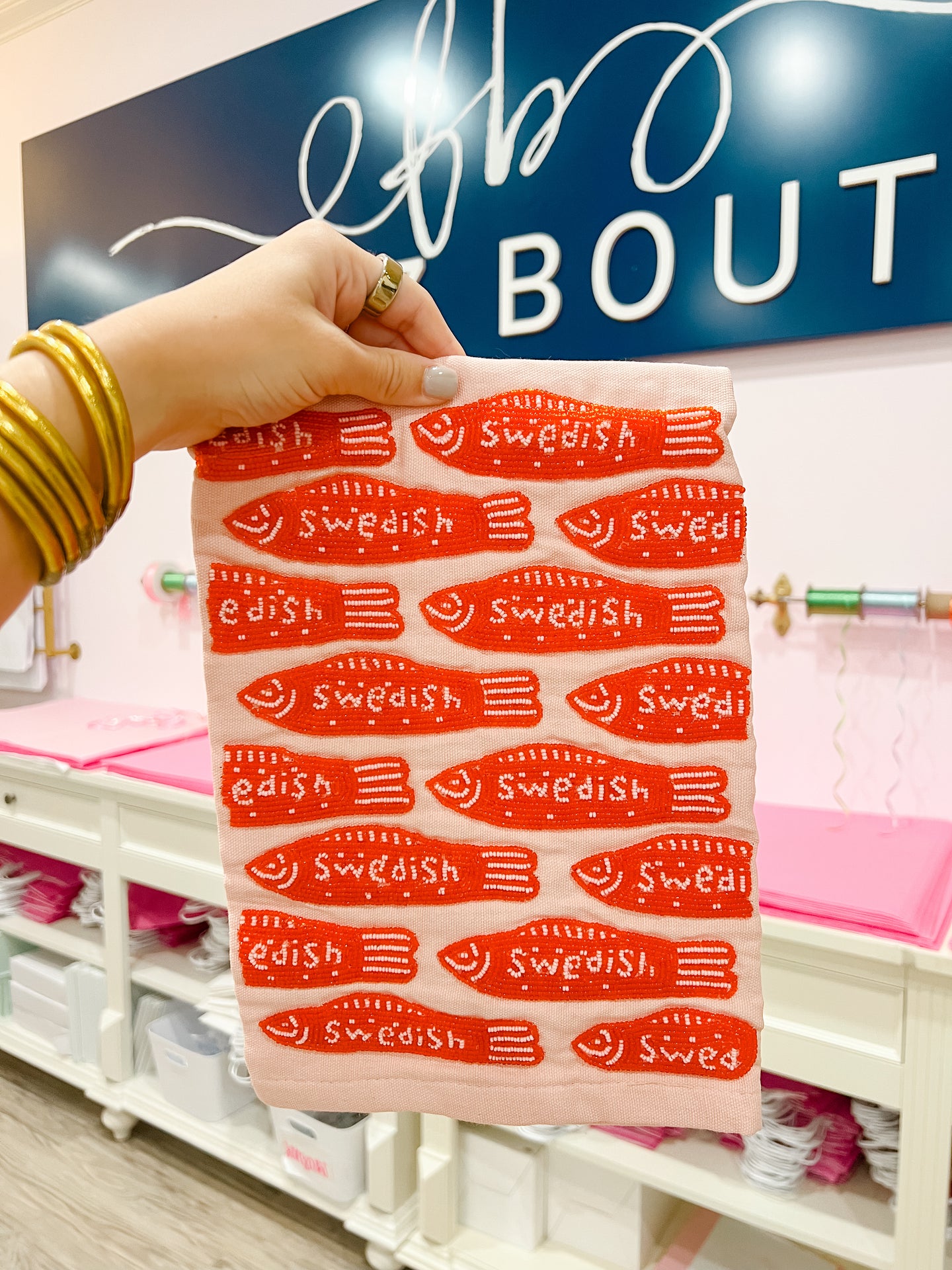 Swedish Fish Beaded Tea Towel